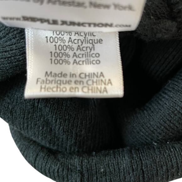 Keith Haring Black Rolled Knit Beanie Hat Embroidered Laughing Heart Unisex - Picture 6 of 10